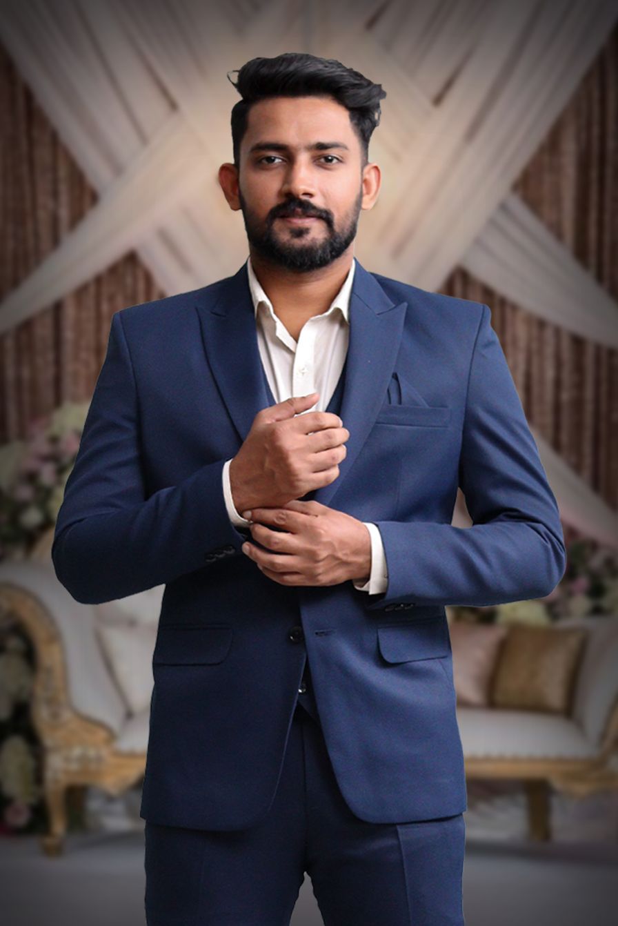 3 Piece Imported Fabric Navy Blue Suit