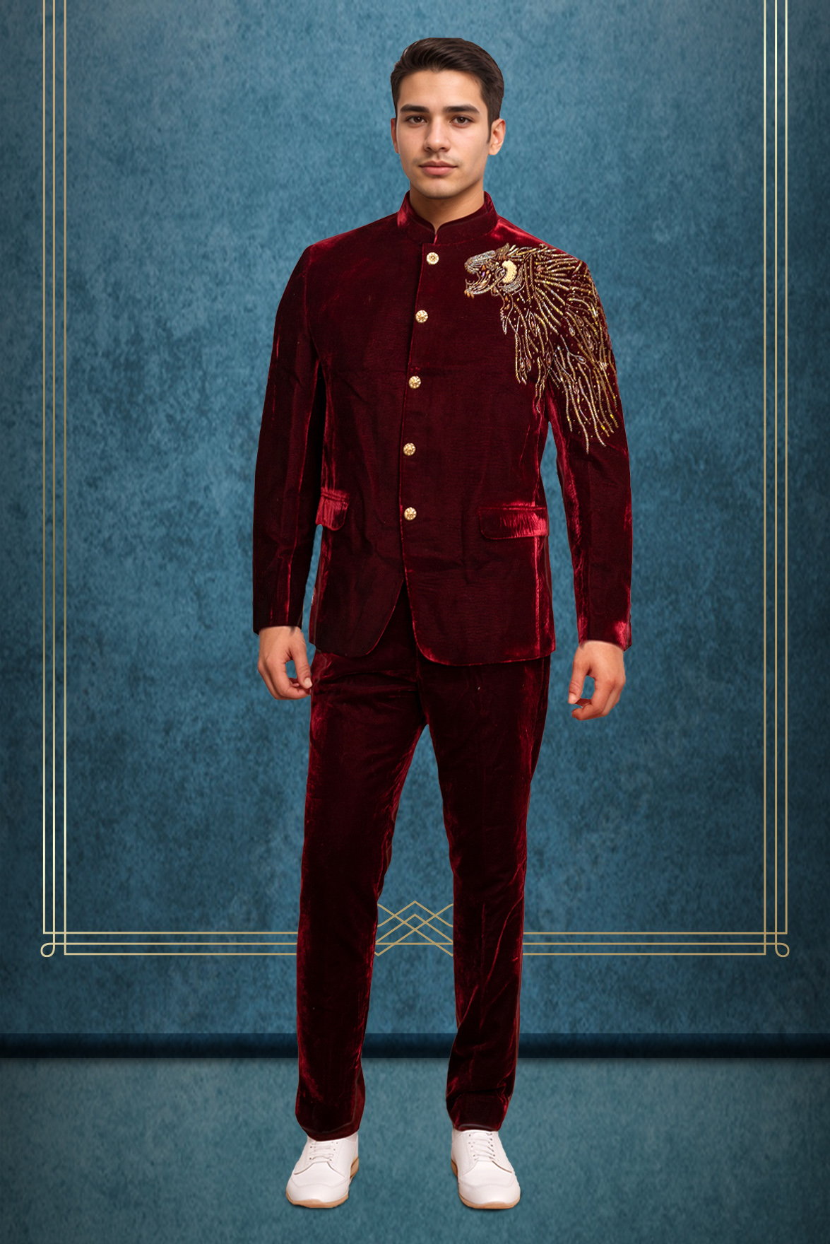 Maroon Velvet Grooms Jodhpuri
