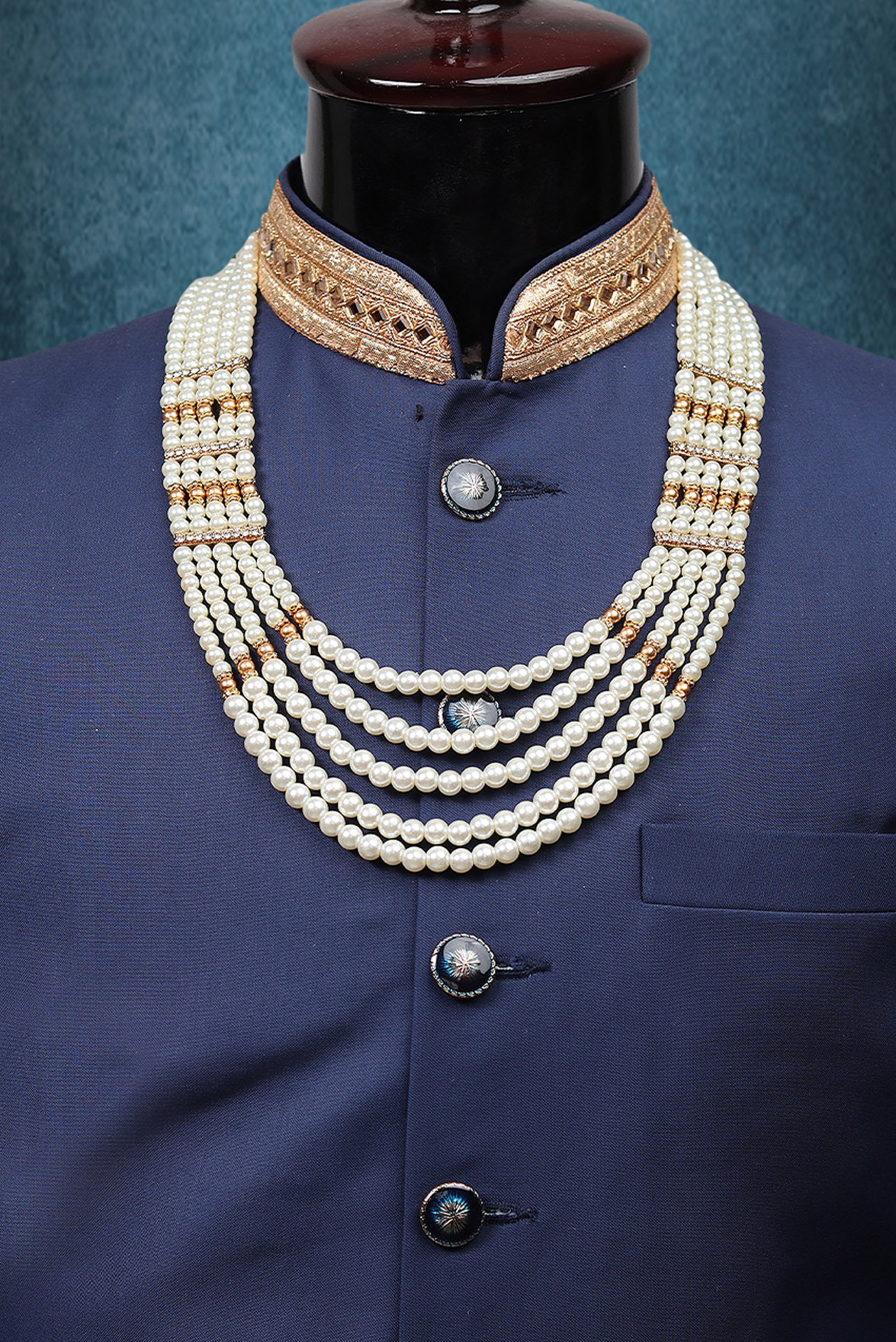 White And Golden Multilayered Classy Mala