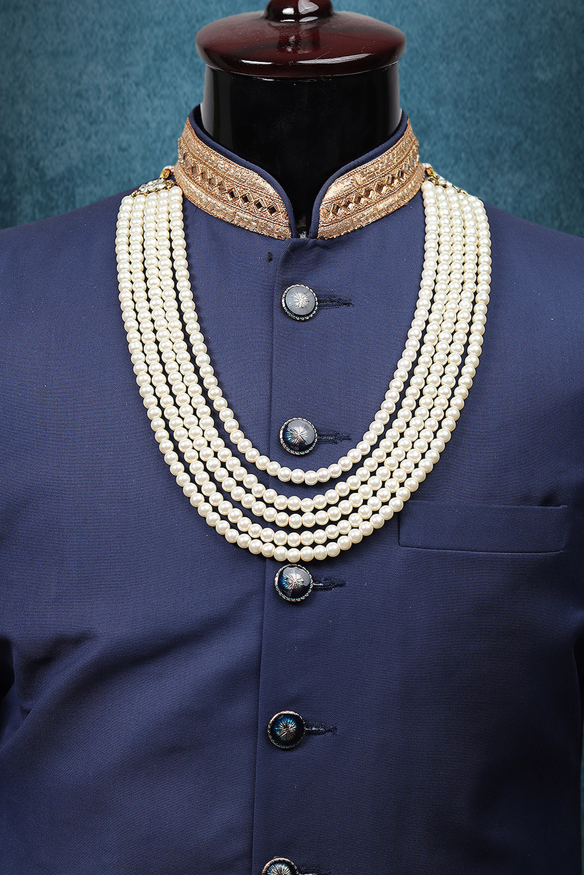 White Pearl Classic Mala With Five Layer Detailing