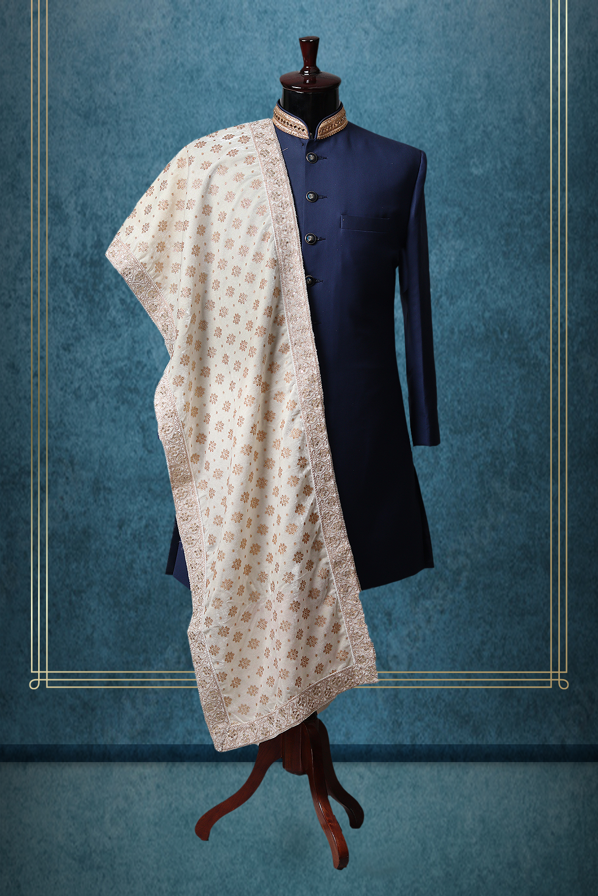 White Heavy Threadworked Grooms Shawl