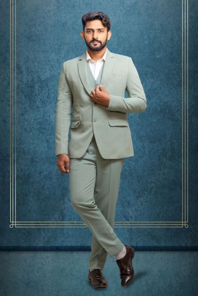 3 Piece Imported Fabric Moss Green Suit