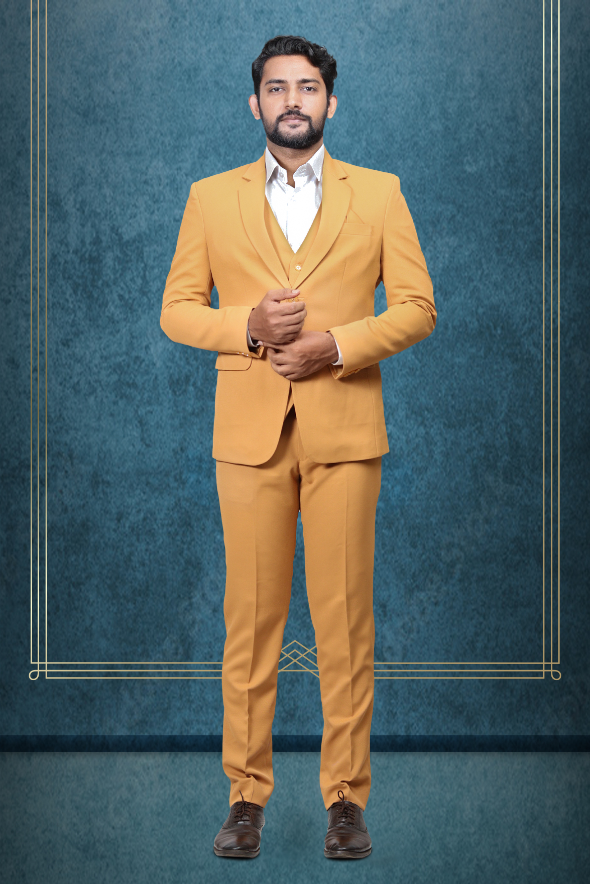 3 Piece Imported Fabric Burnt Orange Suit