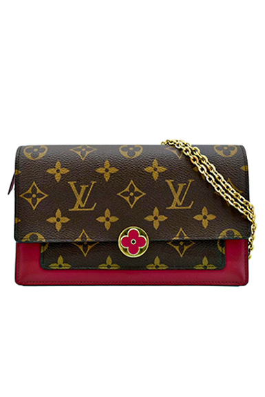Louis Vuitton Flore Monogram Canvas Chain Wallet Fuchsia