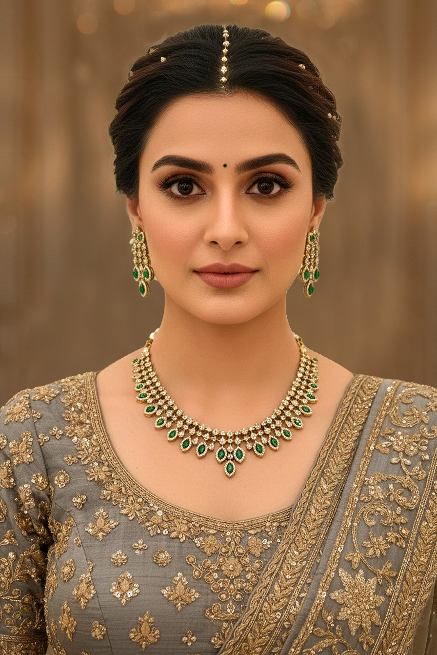 Emerald Radiance Kundan Necklace Set