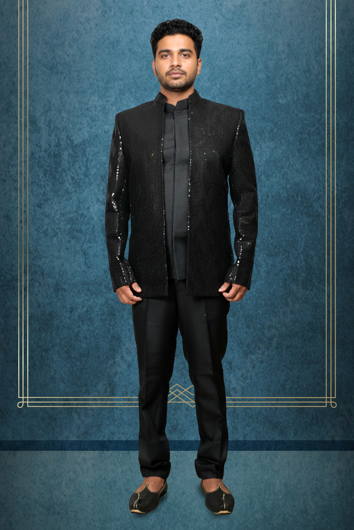 Stunning Black Sequin Blazer Boasting A Modern Shimmer Finish And Sharp Tailoring Perfect For High Profile Parties And Sophisticated Evening Events