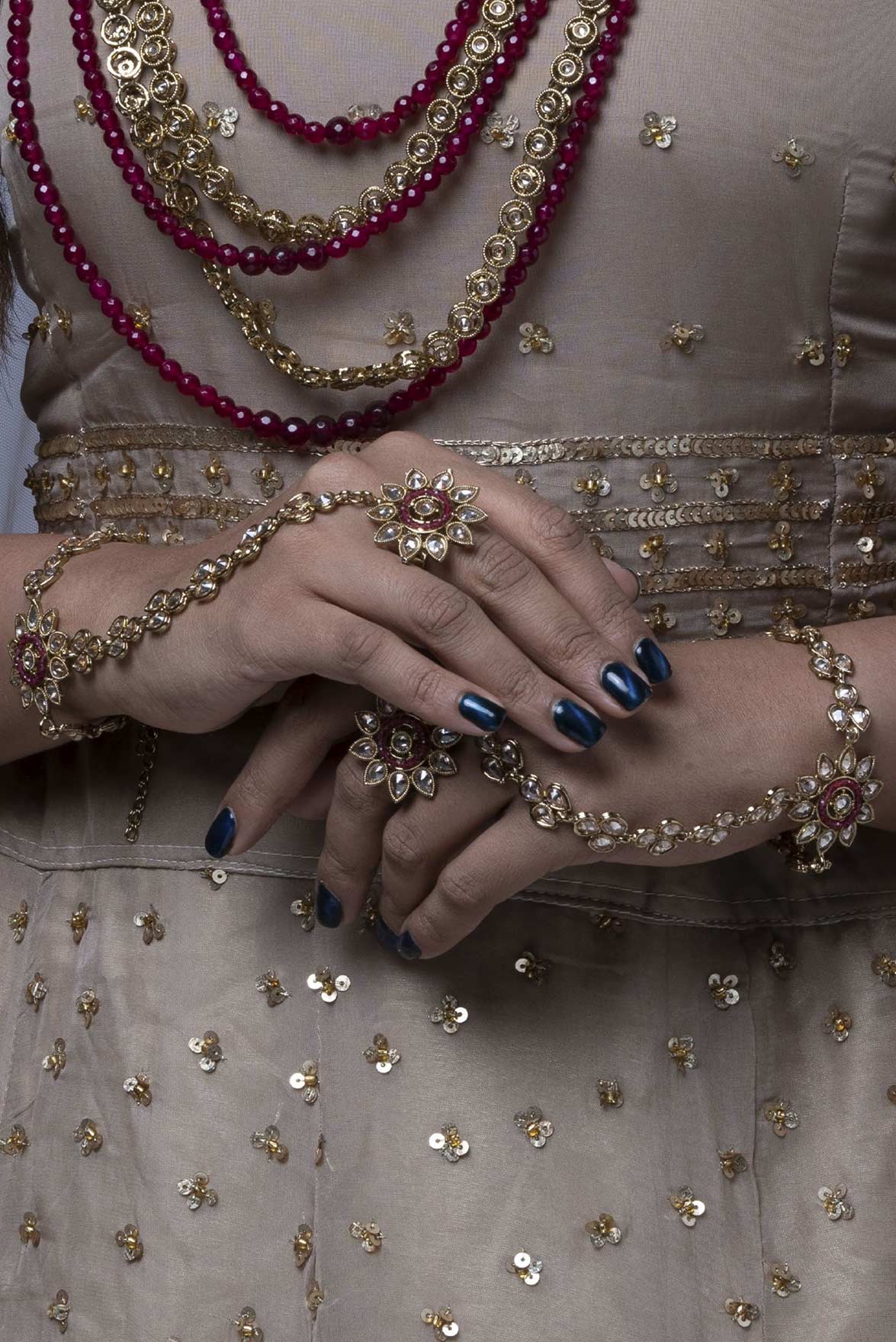 Antique finish maroon  complete bridal set