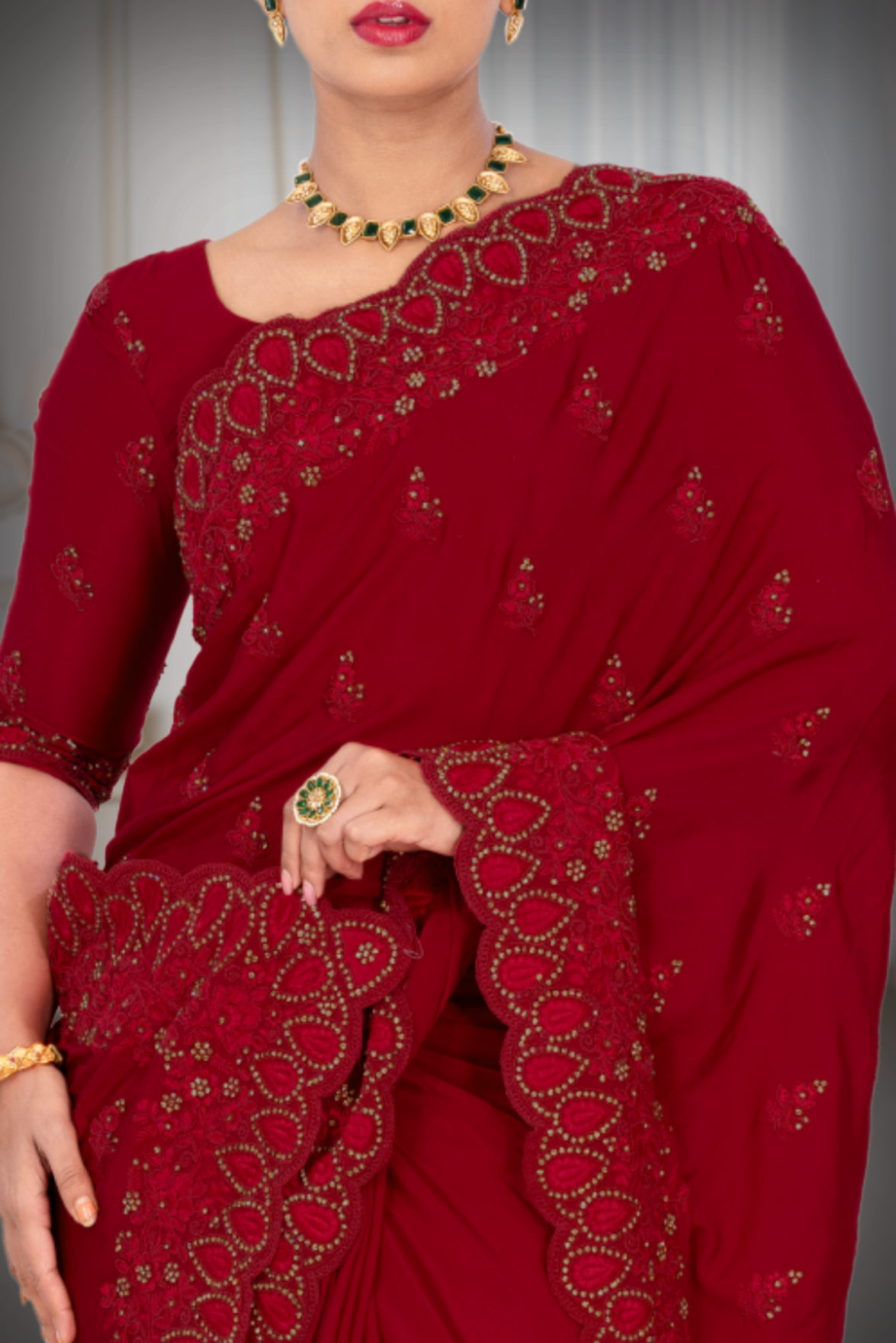 Dark Pink Silk Saree