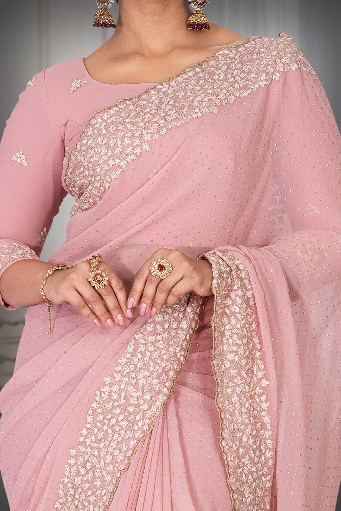 Mauve Pink Silk  Saree