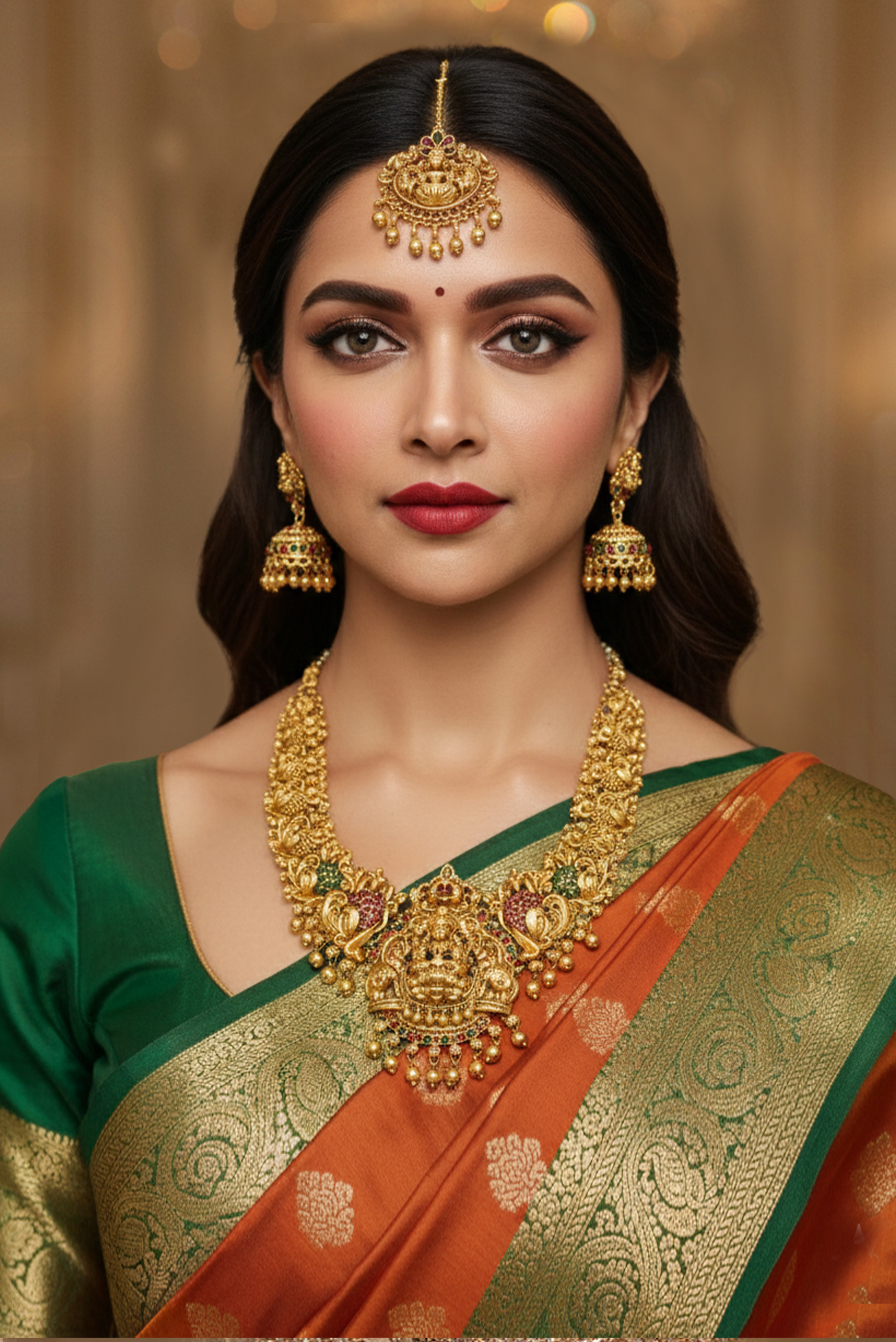 Golden Antique Set Ornate Floral Motifs Are Meticulously Crafted Into The Metal To Create A Truly Timeless Heritage Aesthetic