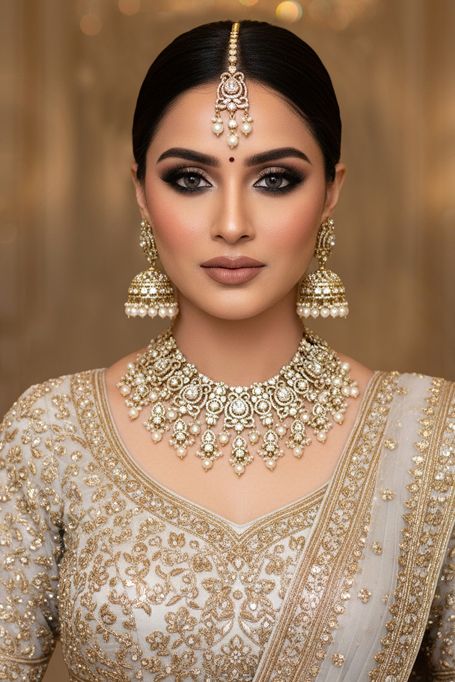 Adorn Yourself With This Exquisite White Stone Necklace Set Designed For Every Grand Royal Celebration